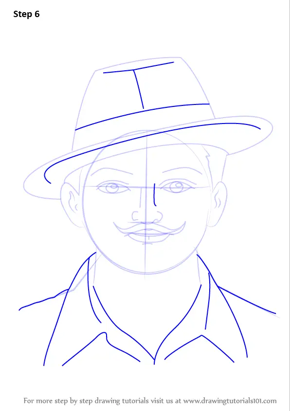 Step by Step How to Draw Chandra Shekhar Azad : DrawingTutorials101.com