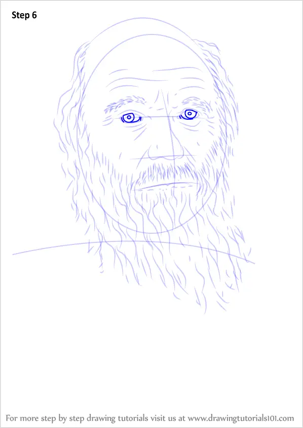 Step by Step How to Draw Charles Darwin : DrawingTutorials101.com