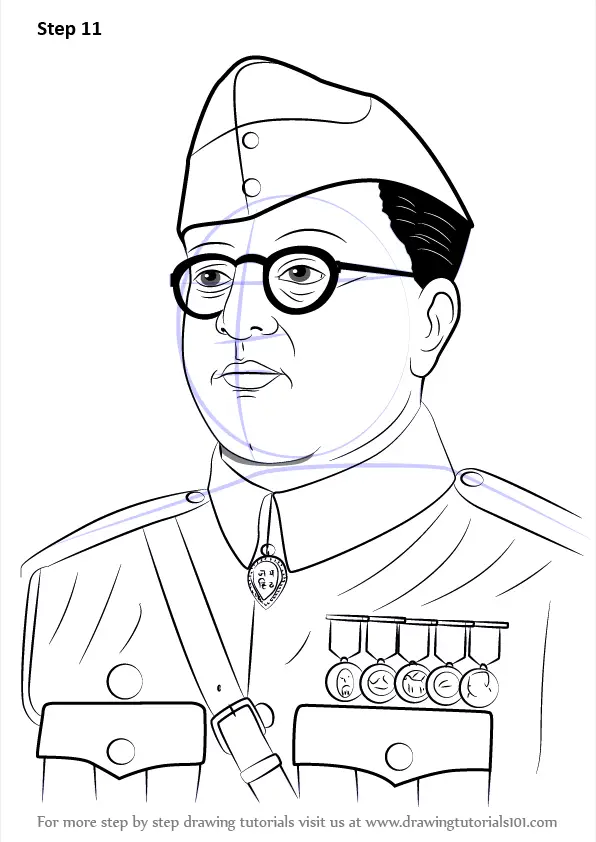 Learn How to Draw Subhash Chandra Bose (Famous People) Step by Step Drawing Tutorials