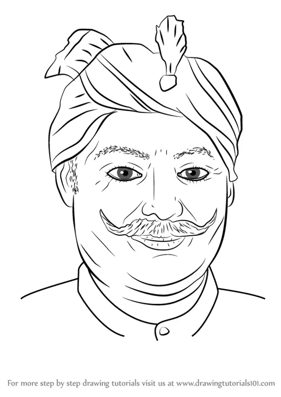 Step by Step How to Draw Veer Narayan Singh : DrawingTutorials101.com