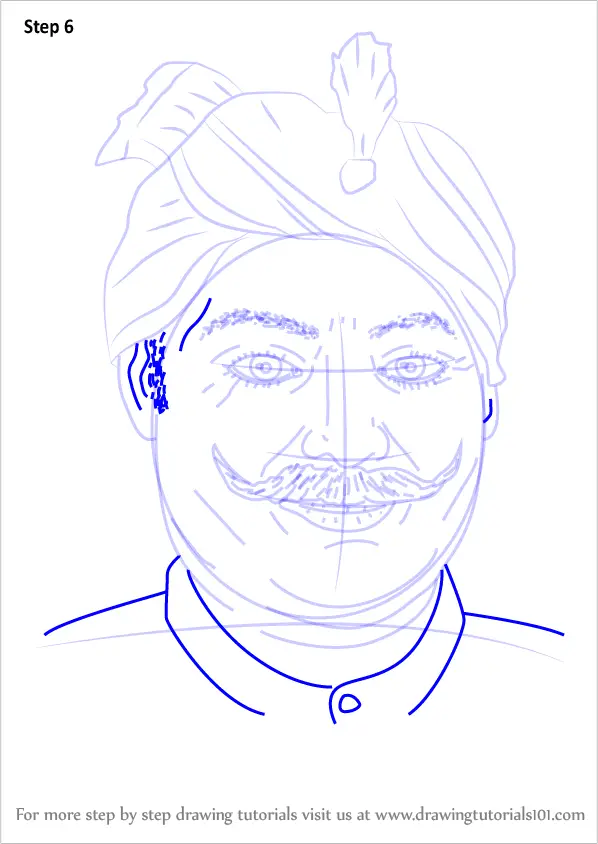 Step by Step How to Draw Veer Narayan Singh : DrawingTutorials101.com