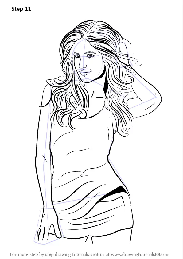 draw katrina kaif drawing female models step tutorials tutorial drawingtutorials101 easy