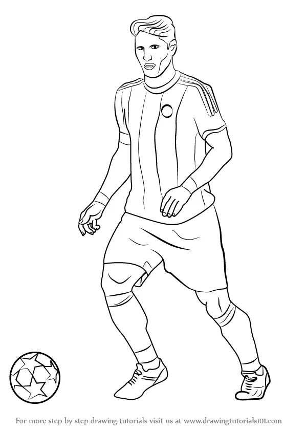 Step by Step How to Draw Bastian Schweinsteiger : DrawingTutorials101.com