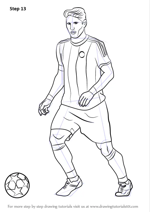 Step by Step How to Draw Bastian Schweinsteiger : DrawingTutorials101.com