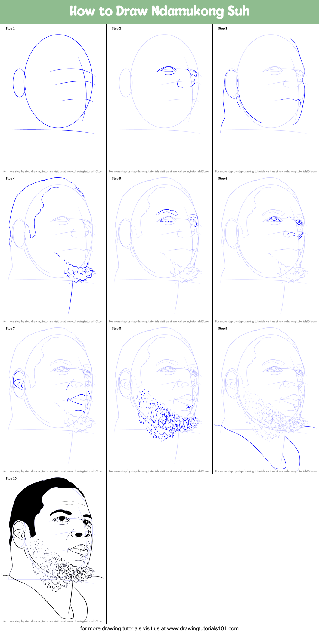 How To Draw Ndamukong Suh Printable Step By Step Drawing Sheet 