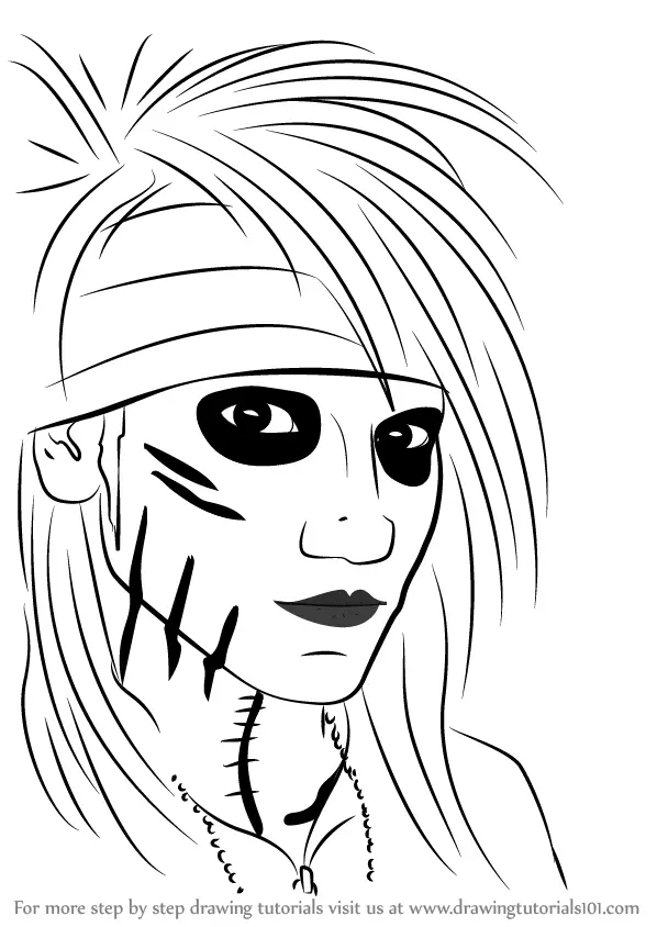 How to Draw Ashley Purdy (Musicians) Step by Step