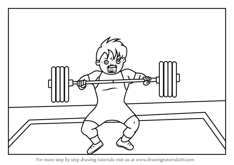 Step by Step How to Draw a Boy Lifting Weight