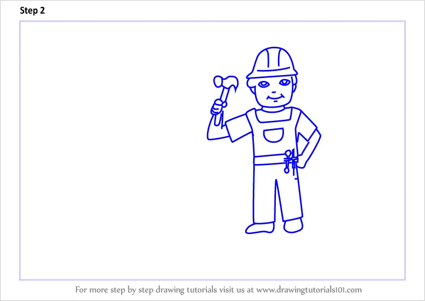 Learn How to Draw a Construction Worker Scene (Other Occupations) Step