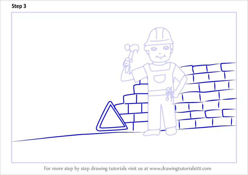 Learn How to Draw a Construction Worker Scene (Other Occupations) Step