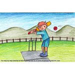 How to Draw a Cricket Player Scene