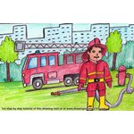 How to Draw a Firefighter with Fire truck