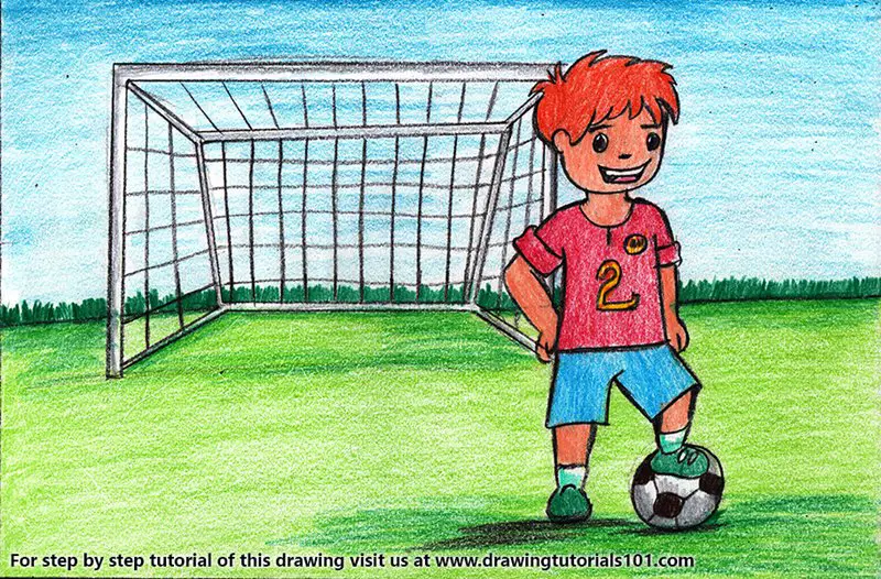 Goal Keeper for Kids Color Pencil Drawing