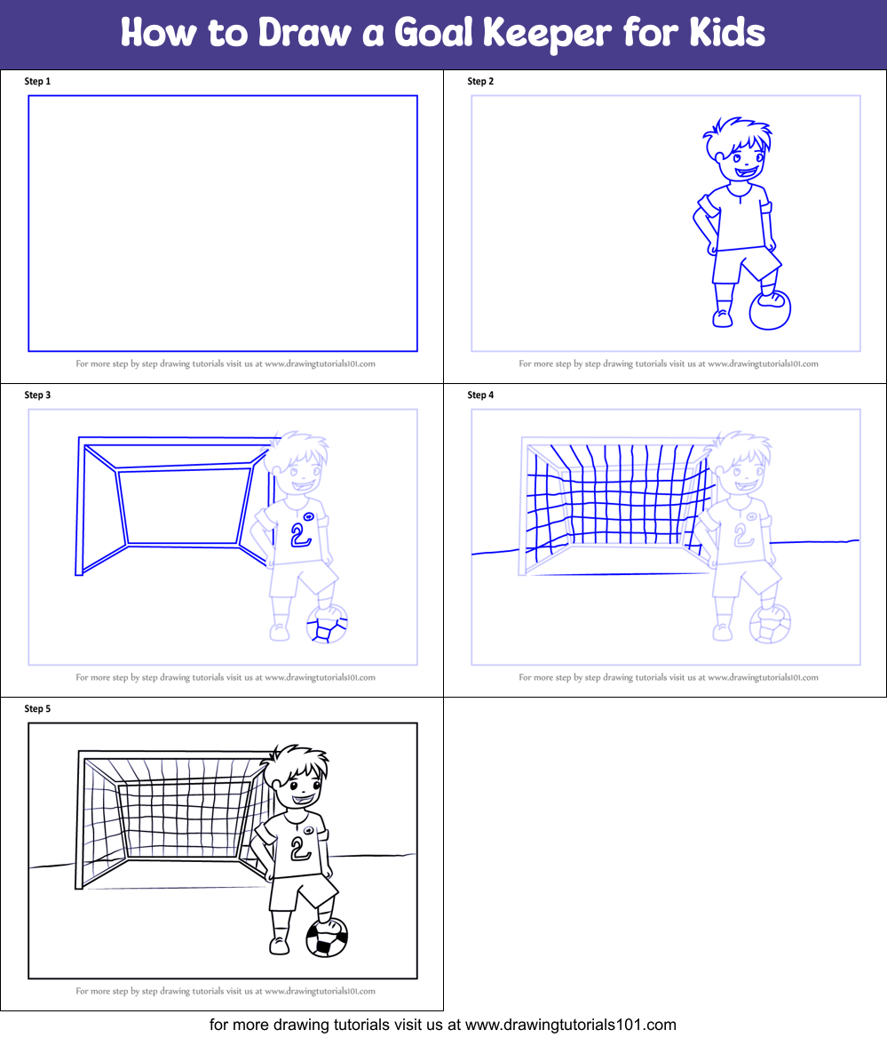 How to Draw a Goal Keeper for Kids printable step by step drawing sheet