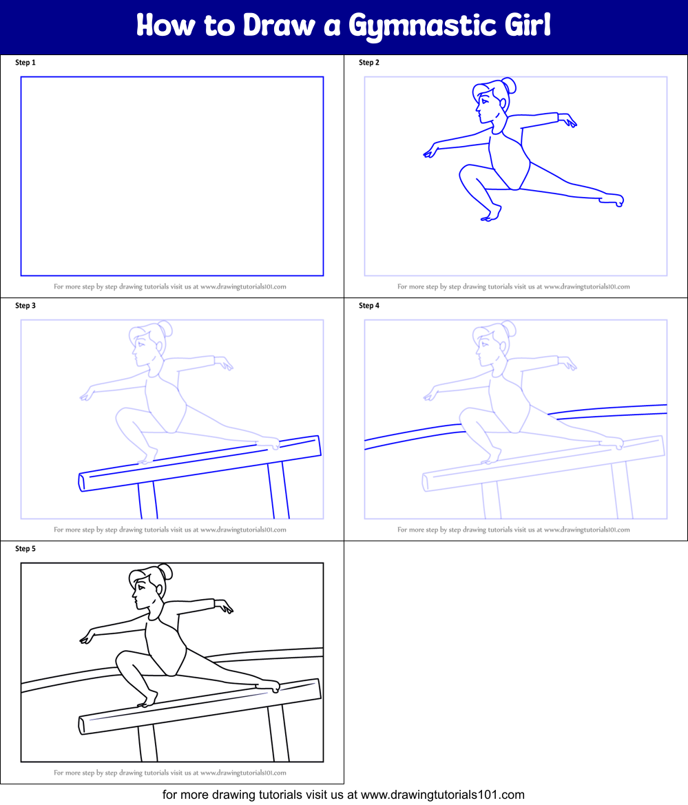 How to Draw a Gymnastic Girl printable step by step drawing sheet