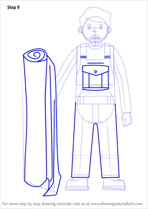 Learn How to Draw a Worker (Other Occupations) Step by Step : Drawing ...