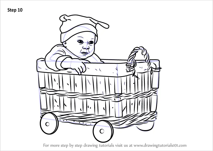 Learn How to Draw a Baby in basket (Other People) Step by