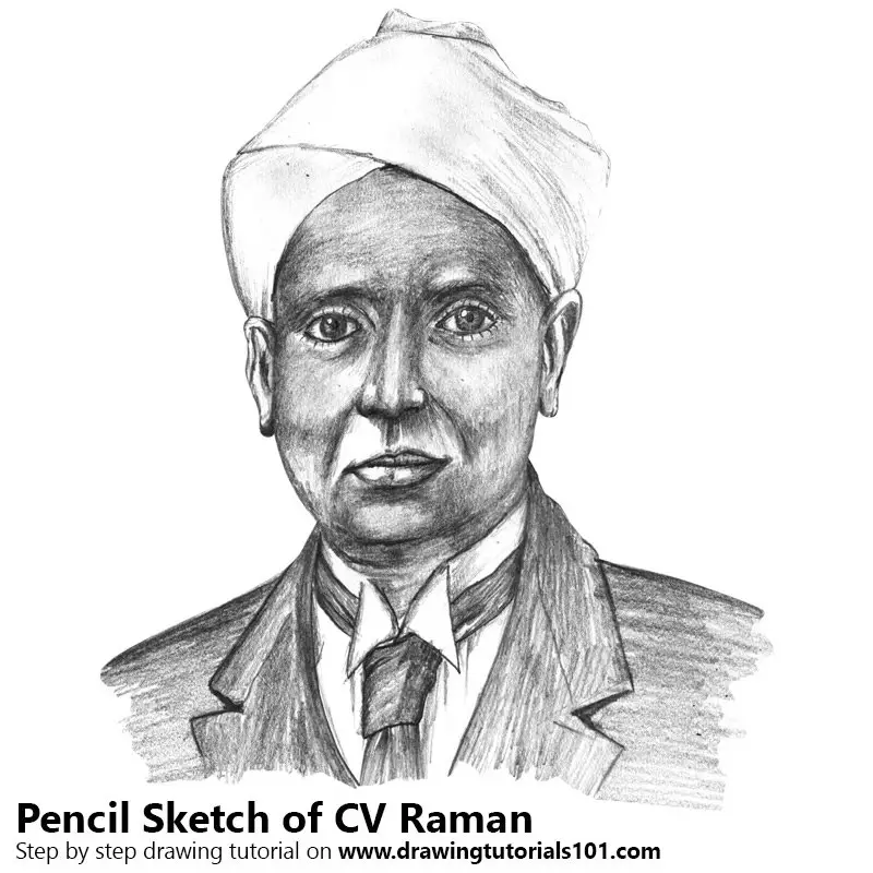 Pencil Sketch of CV Raman - Pencil Drawing