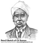 CV Raman Pencil Sketch