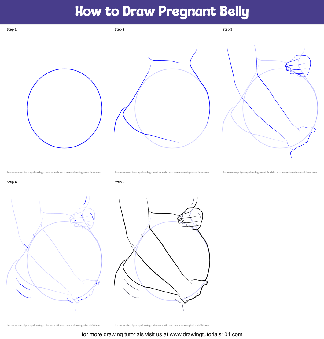 How to Draw Pregnant Belly printable step by step drawing sheet