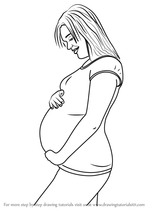 Learn How to Draw Pregnant Woman (Other People) Step by Step : Drawing