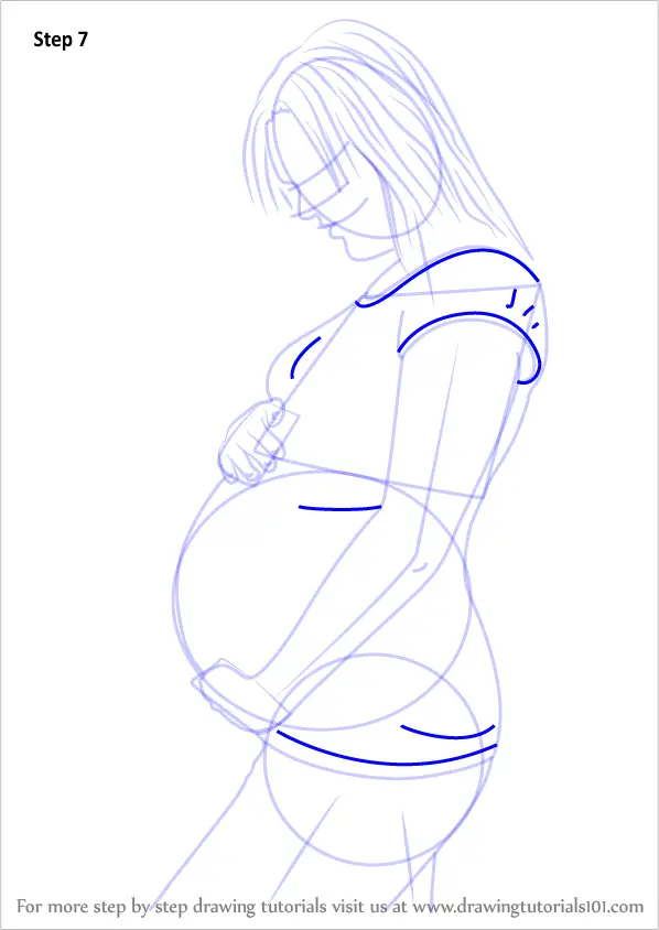 Step by Step How to Draw Pregnant Woman
