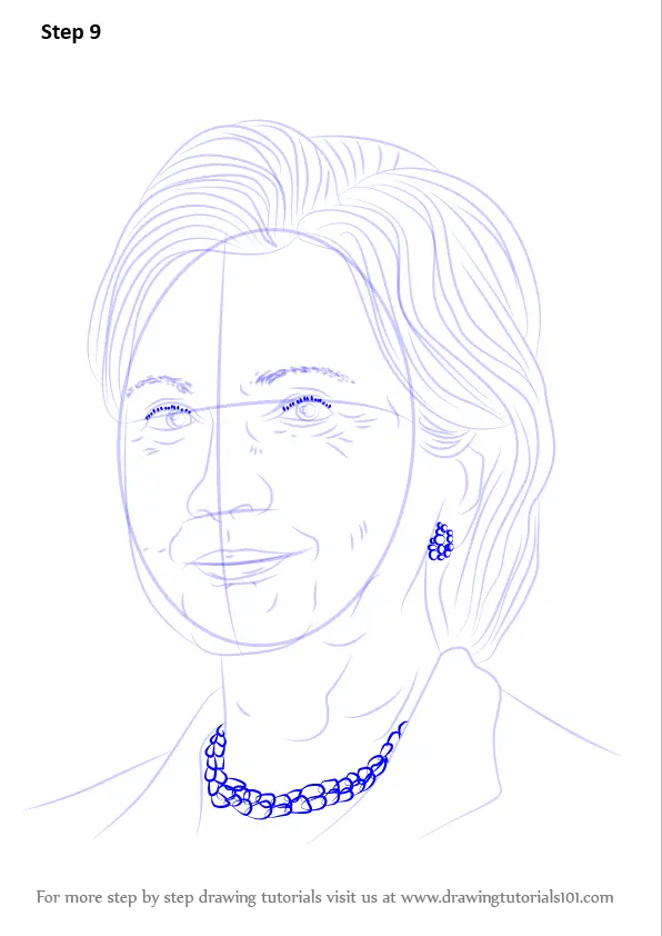 Learn How to Draw Hillary Clinton (Politicians) Step by Step Drawing