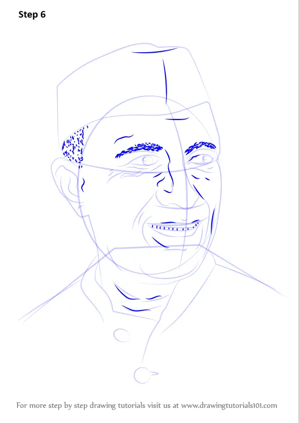 Learn How to Draw Jawaharlal Nehru (Politicians) Step by Step : Drawing  Tutorials