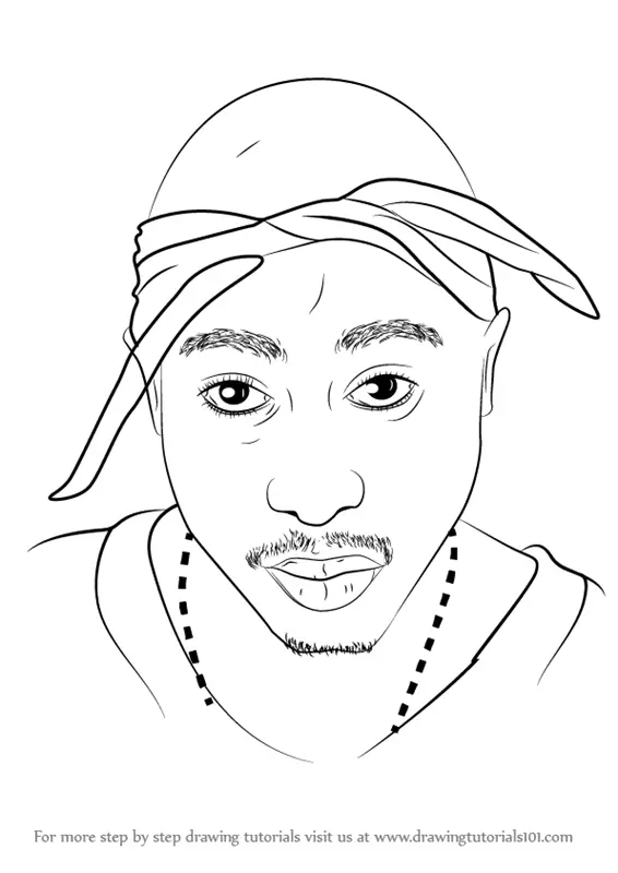 Learn How to Draw 2pac (Rappers) Step by Step Drawing Tutorials
