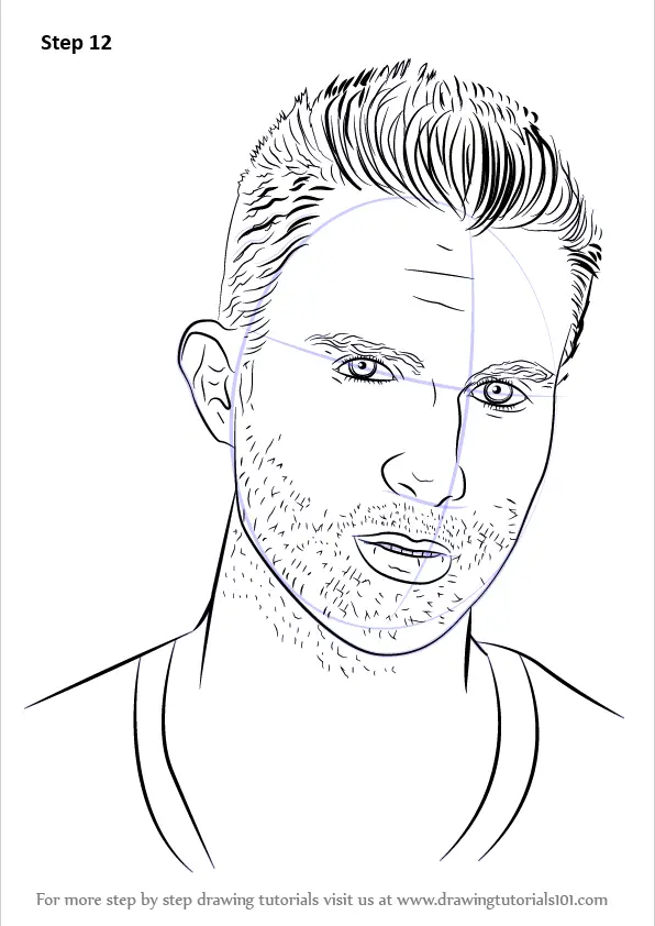 How To Draw Adam Levine Maroon 5 Step by Step Drawing Guide by Dawn   DragoArt