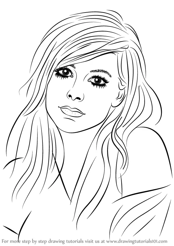 Learn How to Draw Avril Lavigne (Singers) Step by Step : Drawing Tutorials