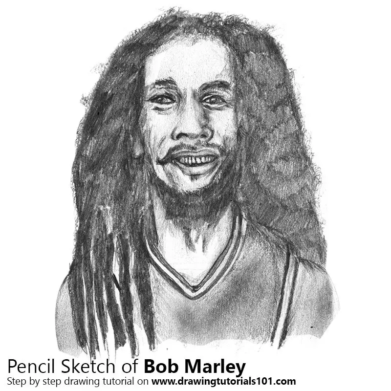 Pencil Sketch of Bob Marley - Pencil Drawing