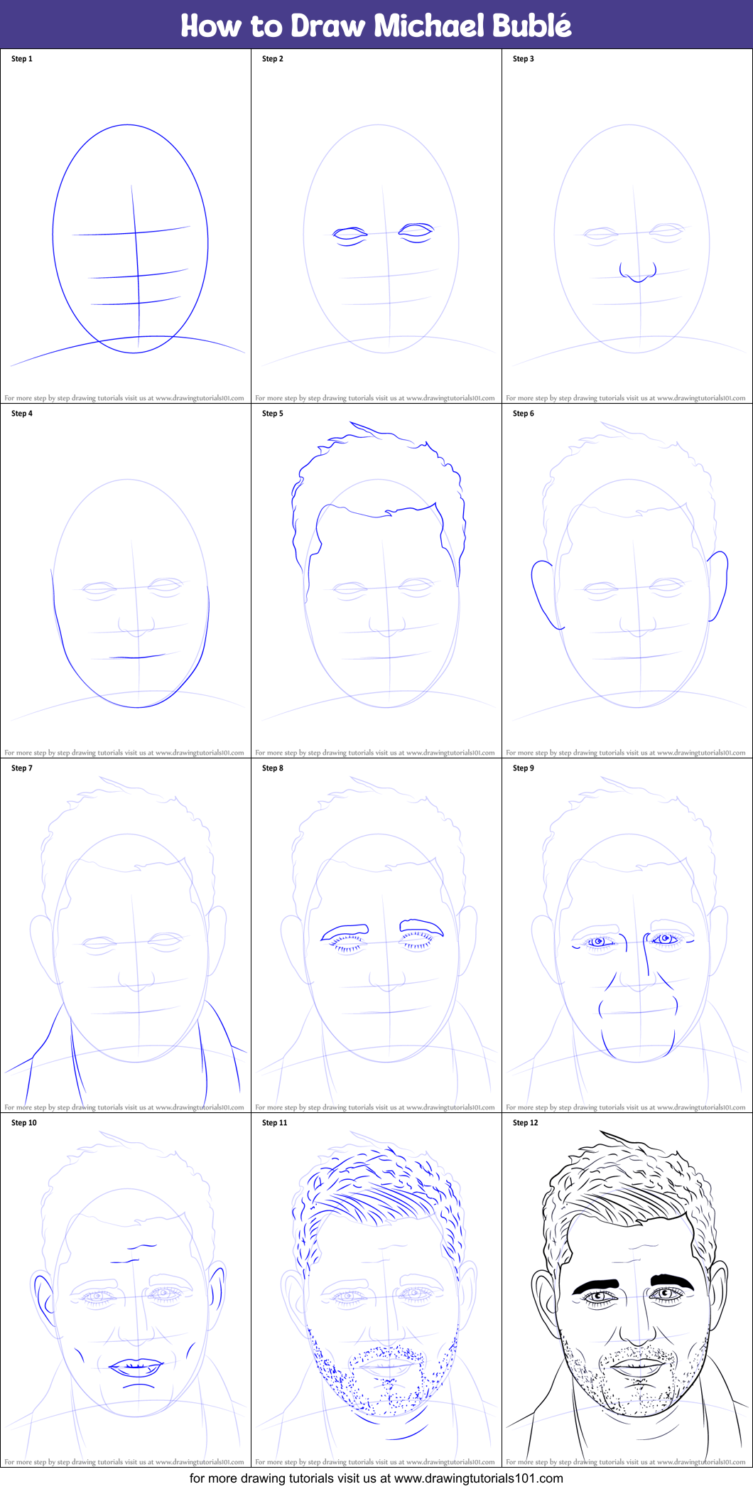 How To Draw Michael Bublé Printable Step By Step Drawing Sheet 