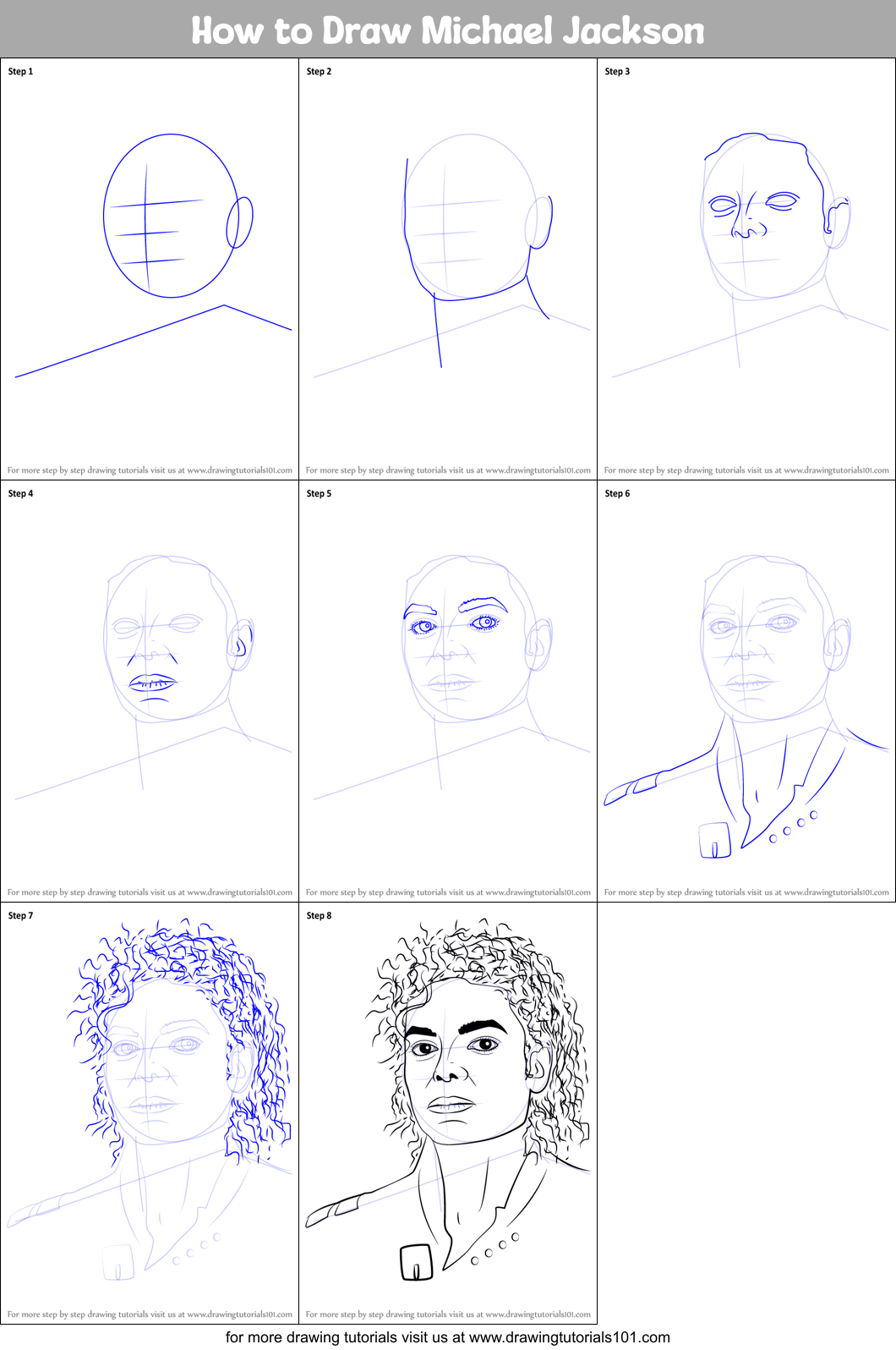How to Draw Michael Jackson printable step by step drawing sheet