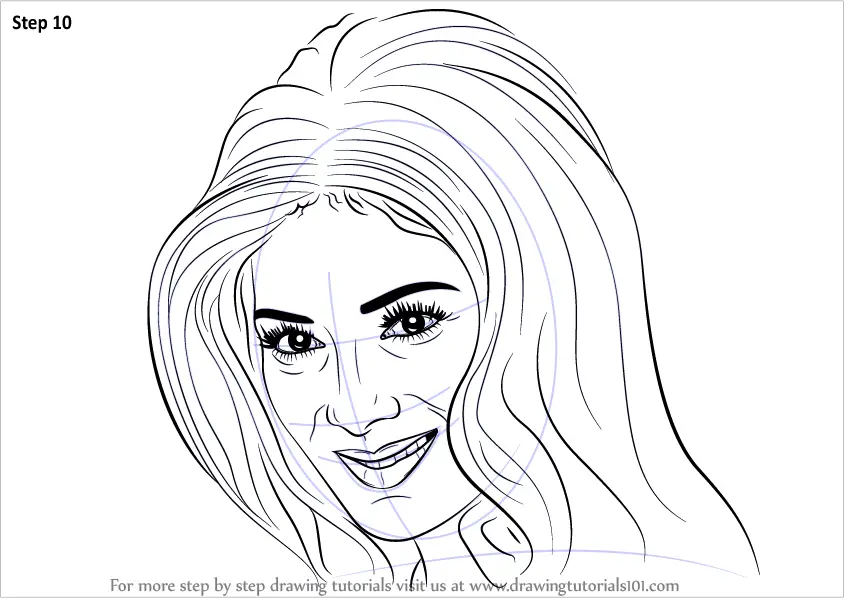 Step by Step How to Draw Nicole Scherzinger : DrawingTutorials101.com