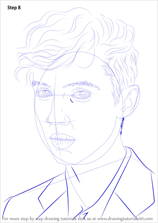 Step by Step How to Draw Troye Sivan : DrawingTutorials101.com