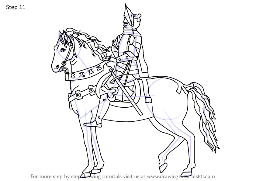 Step by Step How to Draw a Knight on Horse