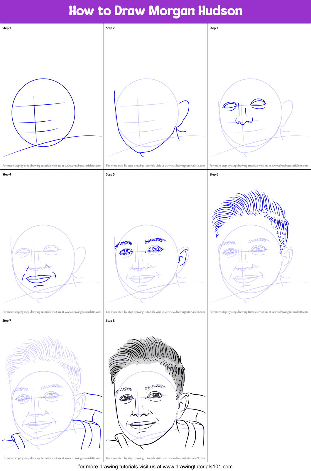 How to Draw Morgan Hudson printable step by step drawing sheet ...