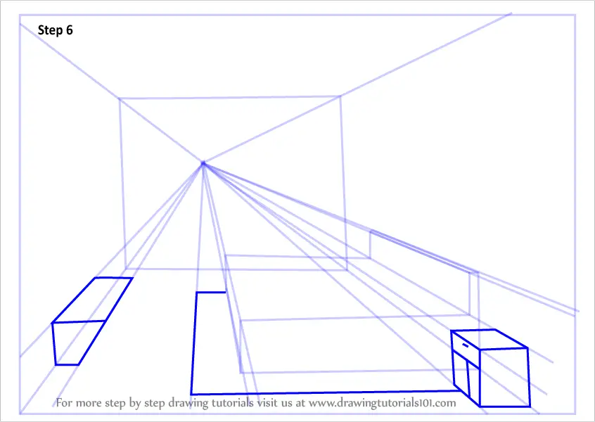 Step by Step How to Draw One Point Perspective Bedroom