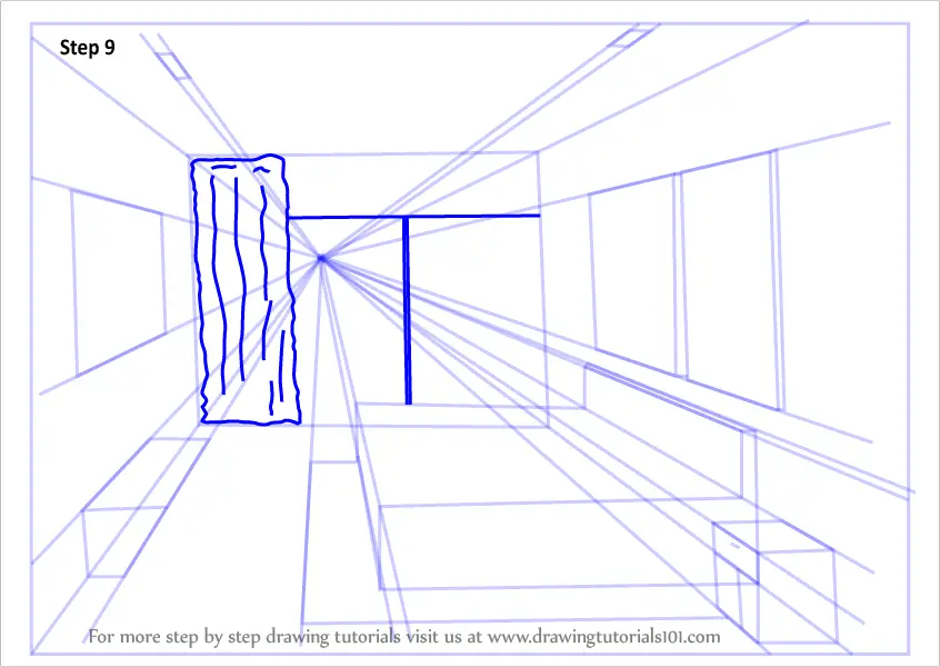 Step by Step How to Draw One Point Perspective Bedroom