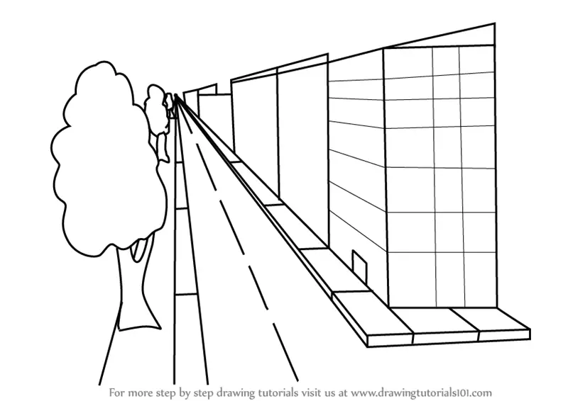 Step by Step How to Draw One Point Perspective Buildings