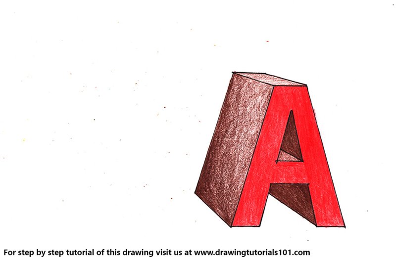 One Point Perspective Letter Color Pencil Drawing