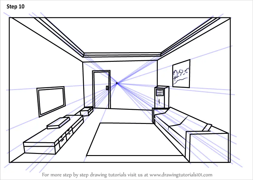 Step by Step How to Draw One Point Perspective Room ...