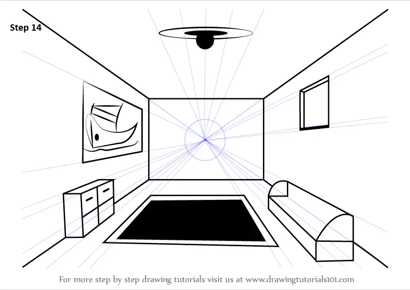 Learn How to Draw a Room using One Point Perspective (One Point