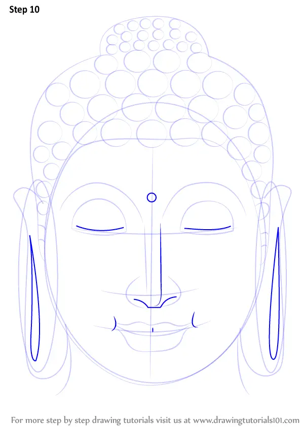 Learn How to Draw Buddha Face (Buddhism) Step by Step : Drawing Tutorials