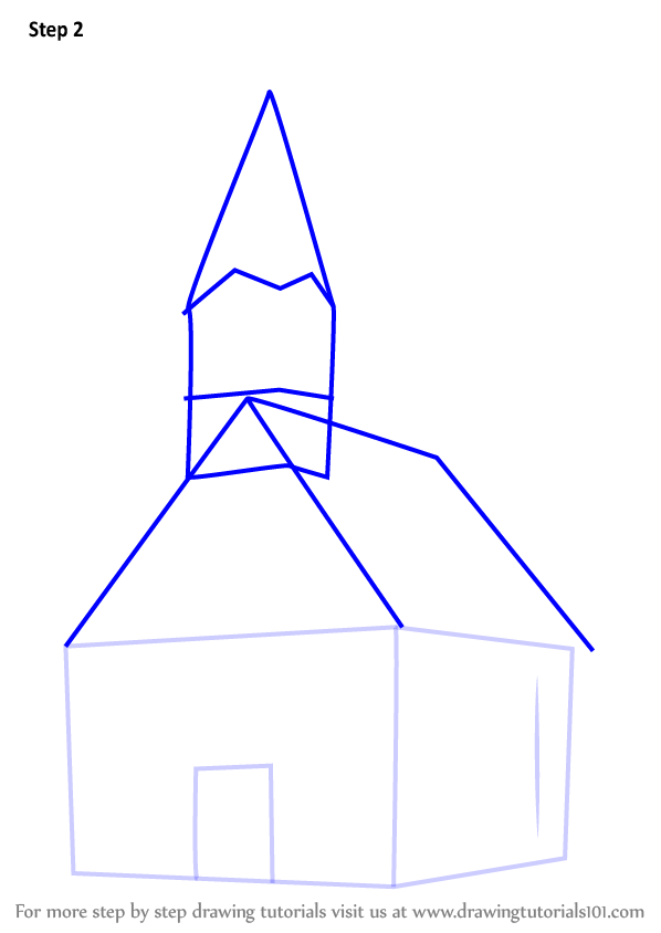 Learn How to Draw a Church Building (Christianity) Step by Step