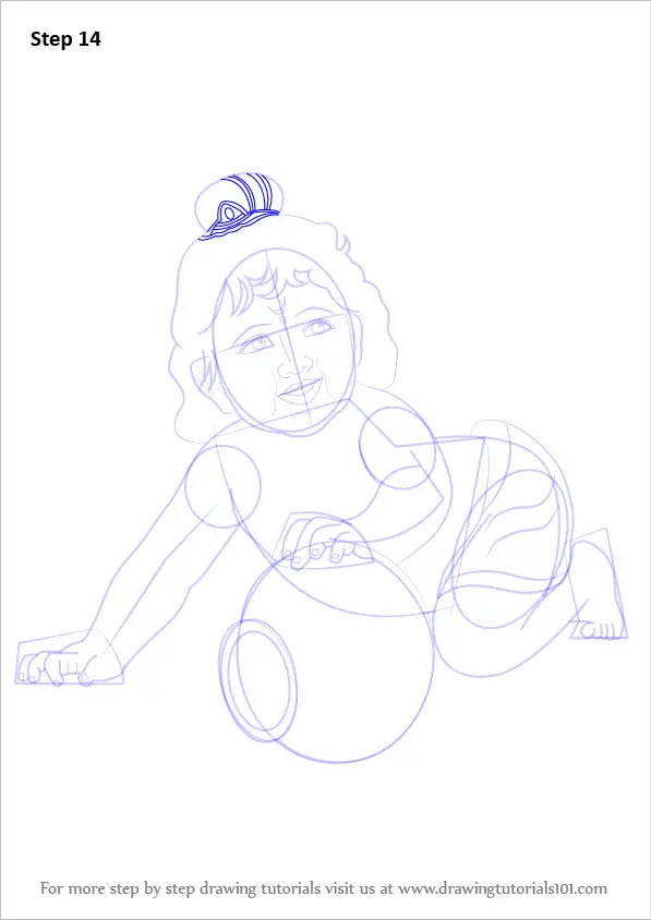 Step by Step How to Draw Baby Lord Krishna : DrawingTutorials101.com