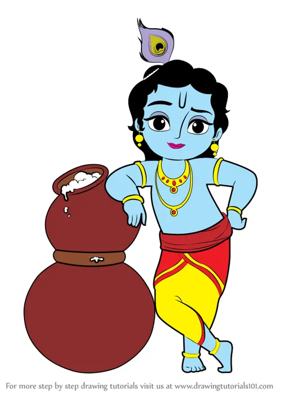 Learn How to Draw Bal Krishna (Hinduism) Step by Step Drawing Tutorials