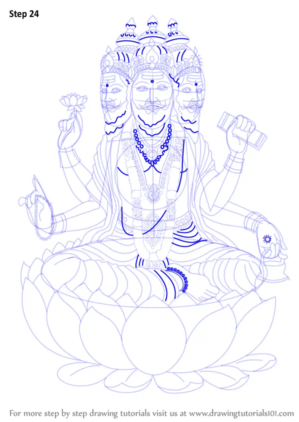 Learn How to Draw Brahma (Hinduism) Step by Step Drawing Tutorials