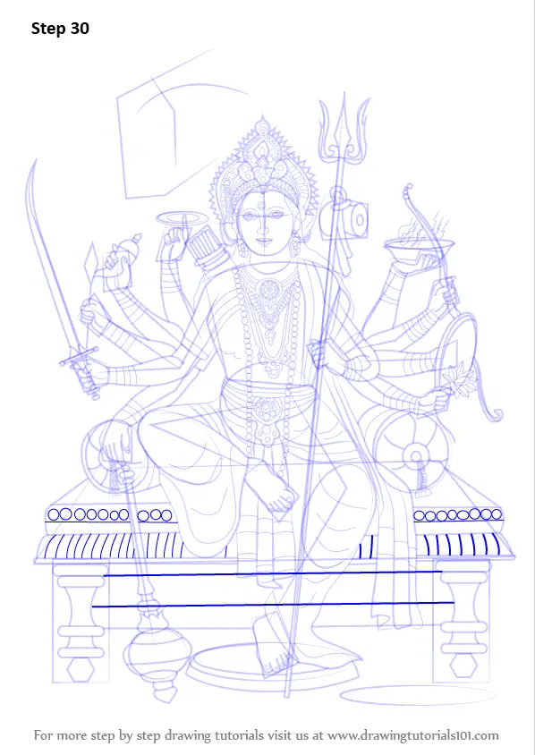 Learn How to Draw Durga Maa Hinduism Step by Step Drawing Tutorials