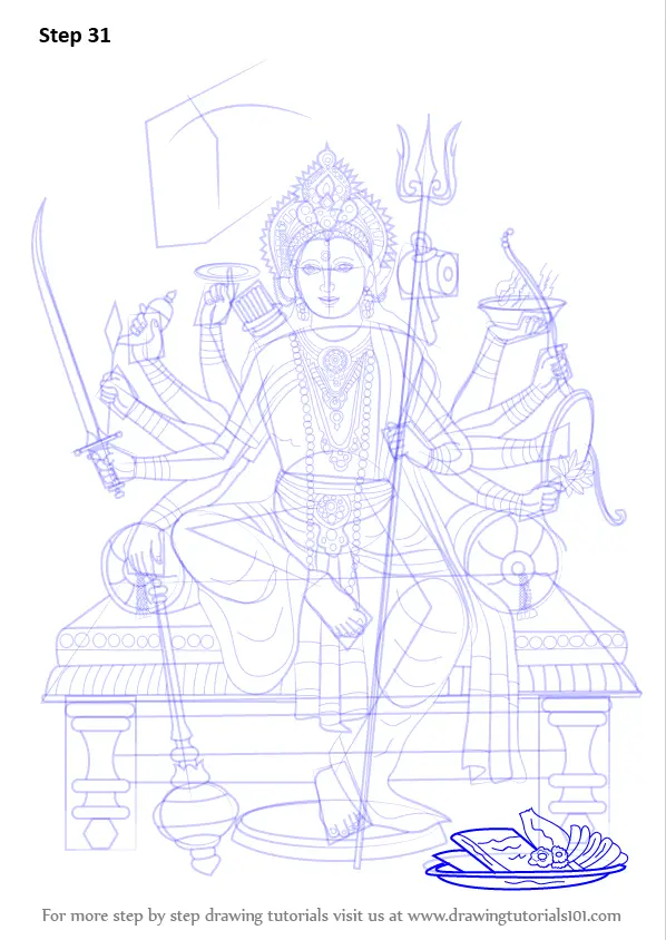 Learn How to Draw Durga Maa Hinduism Step by Step Drawing Tutorials